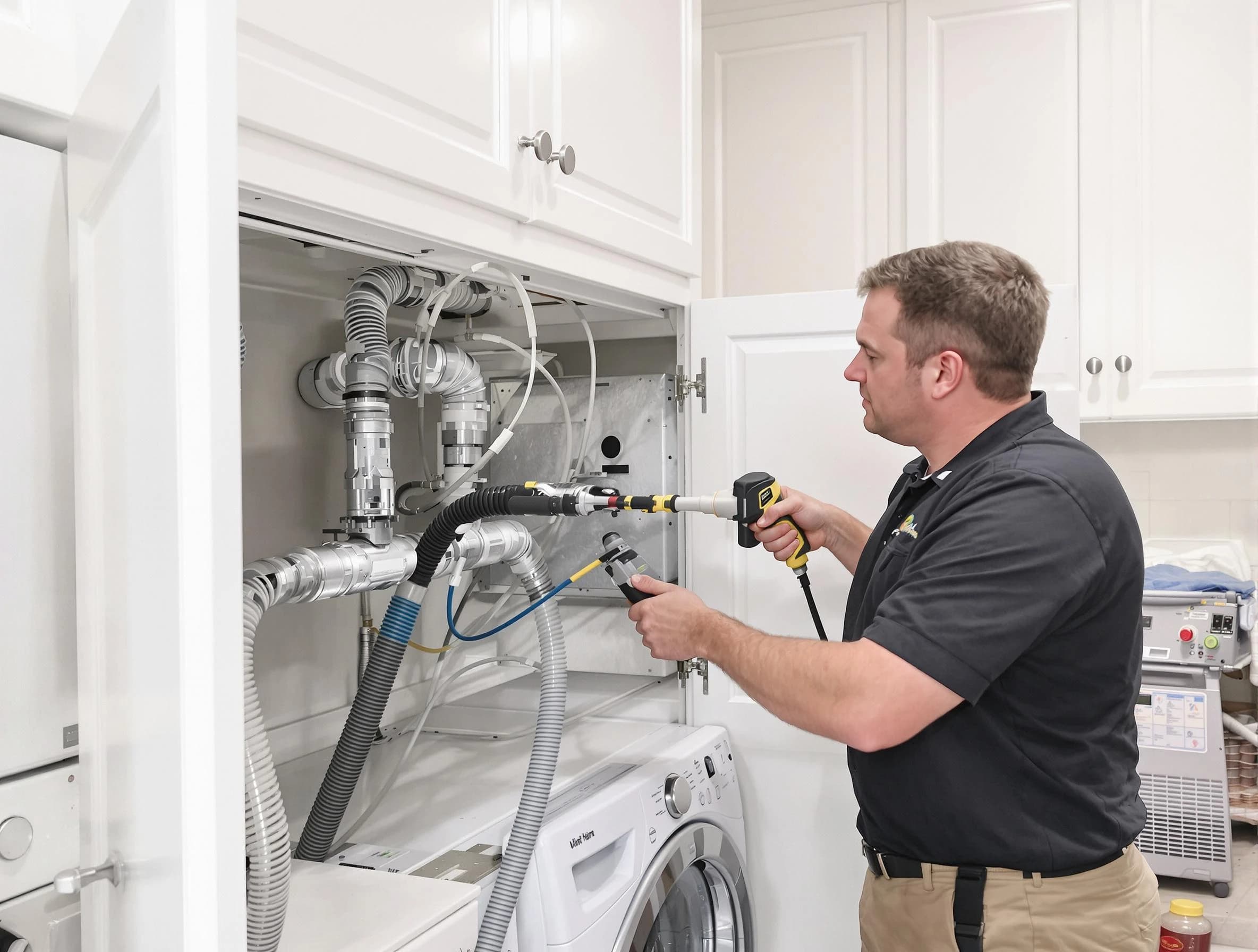 Bethany Dryer Vent Cleaning professional removing severe blockage from a clogged dryer vent in Bethany