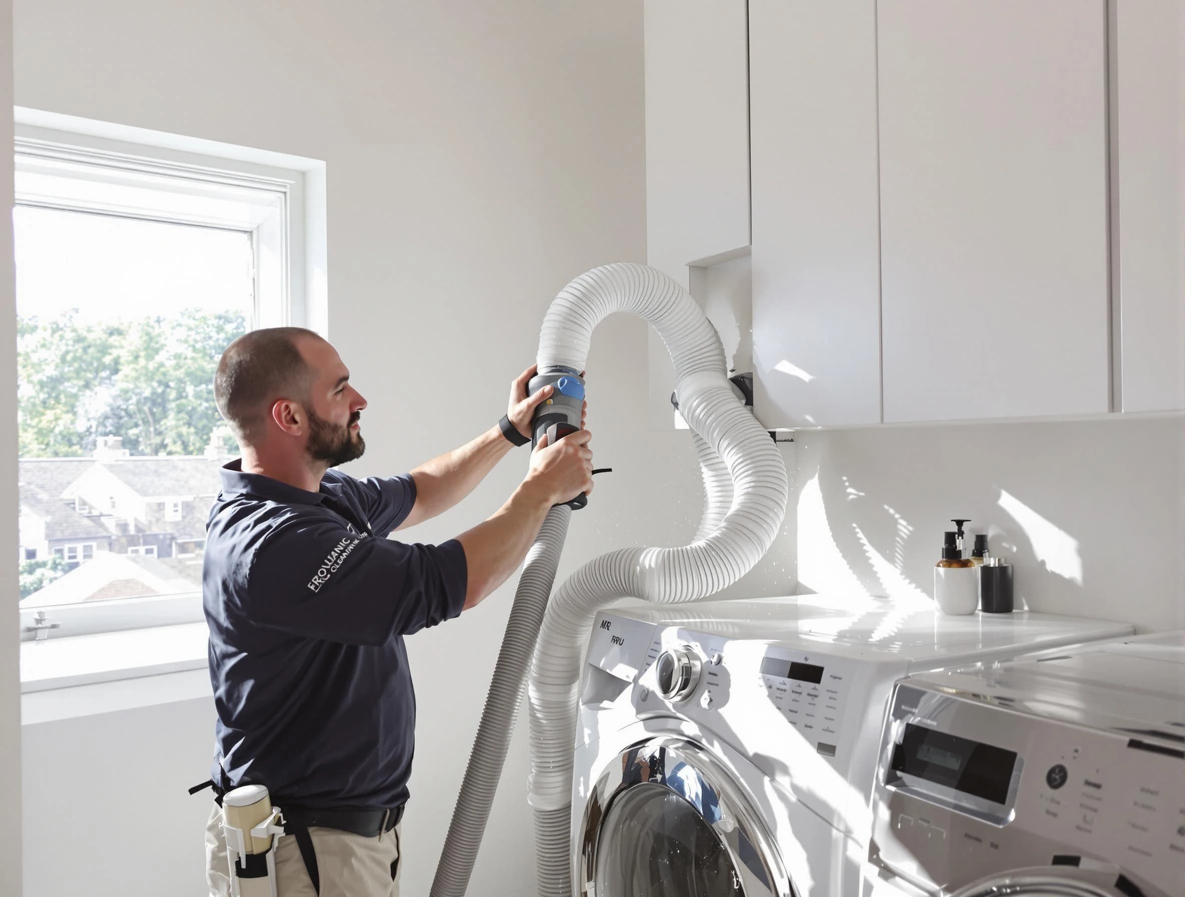 Certified Bethany Dryer Vent Cleaning technician performing dryer vent cleaning in Bethany
