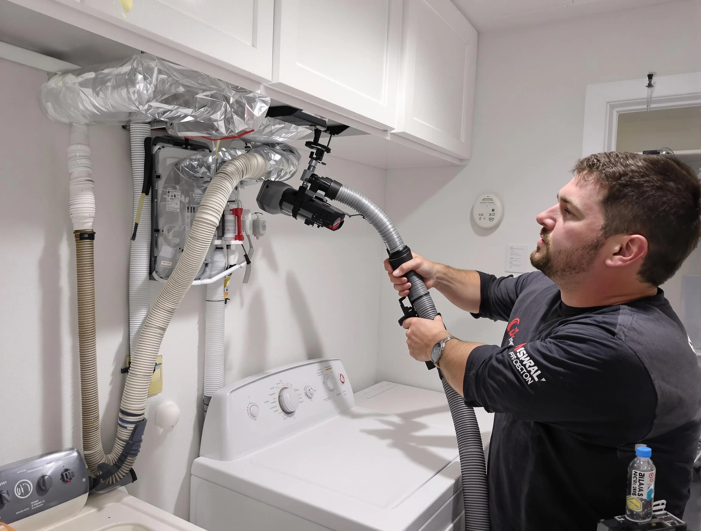 Bethany Dryer Vent Cleaning certified technician performing safety-focused gas dryer vent cleaning in Bethany